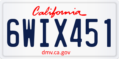 CA license plate 6WIX451