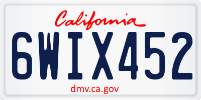 CA license plate 6WIX452