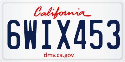 CA license plate 6WIX453