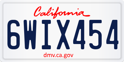 CA license plate 6WIX454