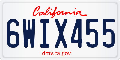 CA license plate 6WIX455