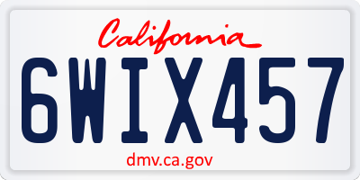 CA license plate 6WIX457