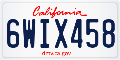 CA license plate 6WIX458