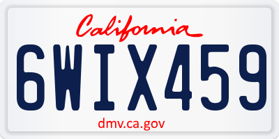 CA license plate 6WIX459