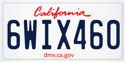 CA license plate 6WIX460