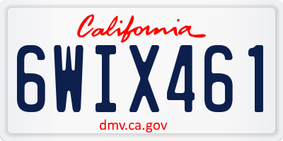 CA license plate 6WIX461