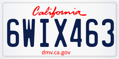 CA license plate 6WIX463