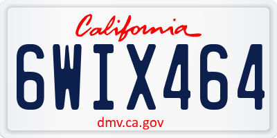 CA license plate 6WIX464
