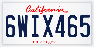 CA license plate 6WIX465