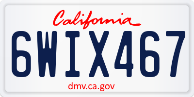 CA license plate 6WIX467