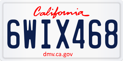 CA license plate 6WIX468