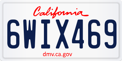CA license plate 6WIX469