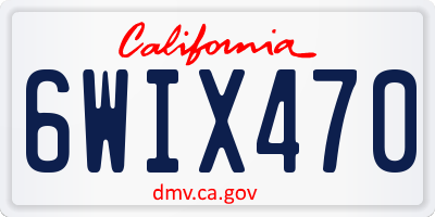 CA license plate 6WIX470
