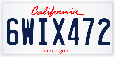 CA license plate 6WIX472