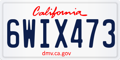 CA license plate 6WIX473