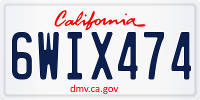 CA license plate 6WIX474