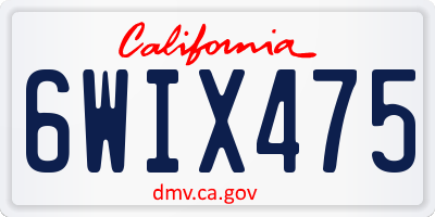 CA license plate 6WIX475