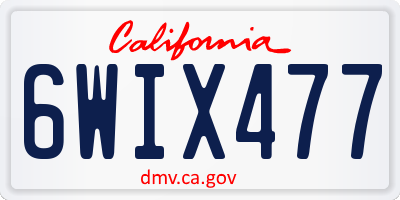CA license plate 6WIX477