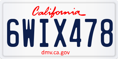 CA license plate 6WIX478
