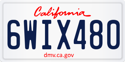 CA license plate 6WIX480