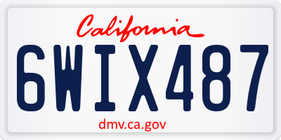 CA license plate 6WIX487