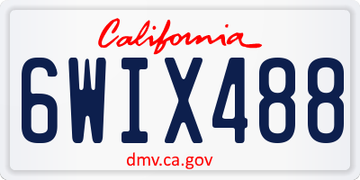 CA license plate 6WIX488