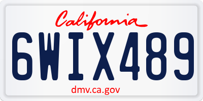 CA license plate 6WIX489