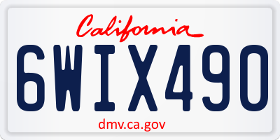 CA license plate 6WIX490