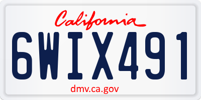 CA license plate 6WIX491