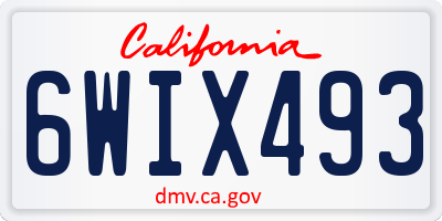 CA license plate 6WIX493
