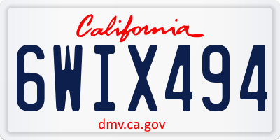 CA license plate 6WIX494