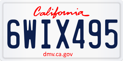 CA license plate 6WIX495