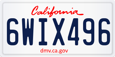 CA license plate 6WIX496