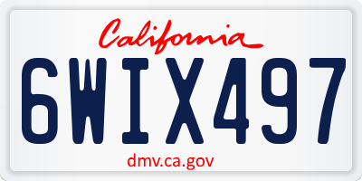 CA license plate 6WIX497