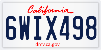 CA license plate 6WIX498
