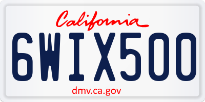 CA license plate 6WIX500