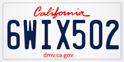 CA license plate 6WIX502