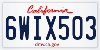 CA license plate 6WIX503