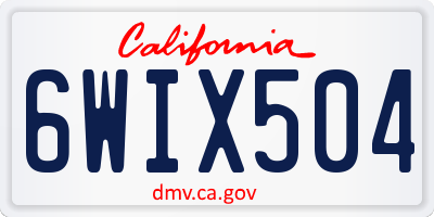 CA license plate 6WIX504