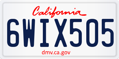 CA license plate 6WIX505