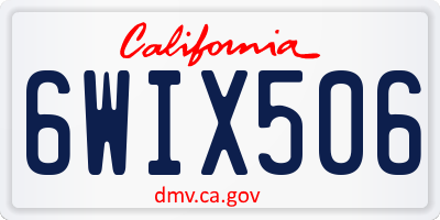 CA license plate 6WIX506