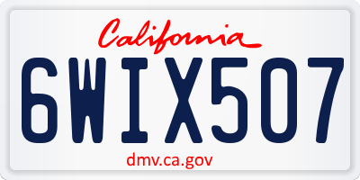 CA license plate 6WIX507