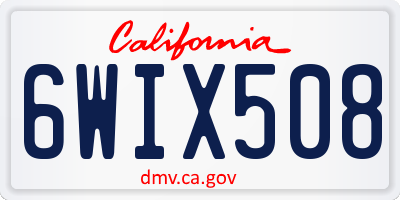 CA license plate 6WIX508