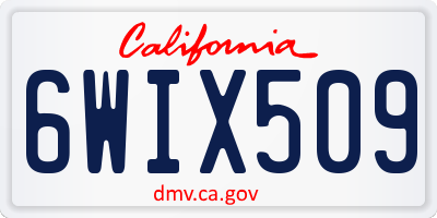 CA license plate 6WIX509