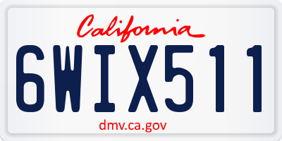 CA license plate 6WIX511