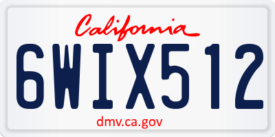 CA license plate 6WIX512