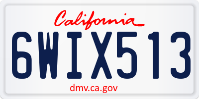 CA license plate 6WIX513