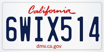 CA license plate 6WIX514