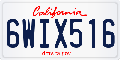 CA license plate 6WIX516