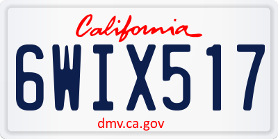 CA license plate 6WIX517